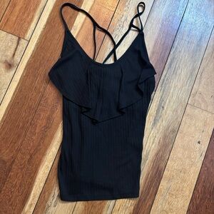 Hollister Black Ruffle Strap Tank Top